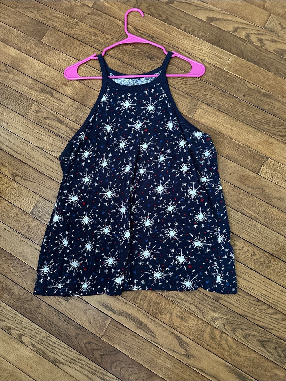 NWOTVtorrid Navy Halter Tank with White Starburst and Small Red Accents